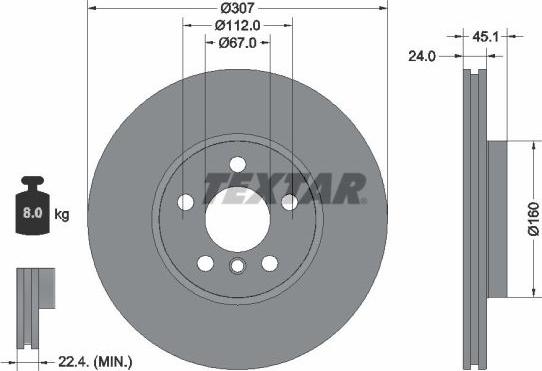 Textar 92347205 — Tarcza hamulcowa