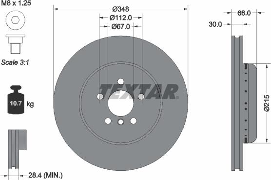 Textar 92351625 — Tarcza hamulcowa