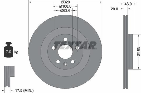 Textar 92309703 — Tarcza hamulcowa