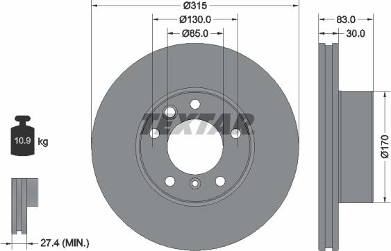 Textar 92304905 — Tarcza hamulcowa