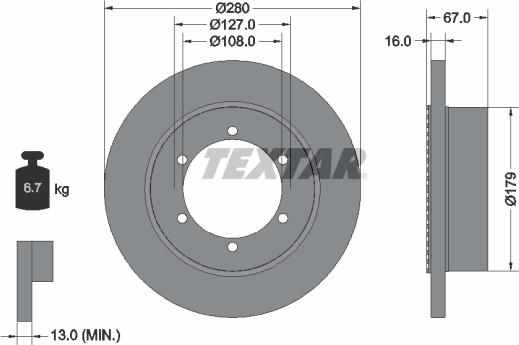 Textar 92304003 — Tarcza hamulcowa