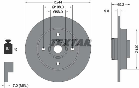 Textar 92305403 — Tarcza hamulcowa