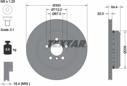 Textar 92305025 — Tarcza hamulcowa