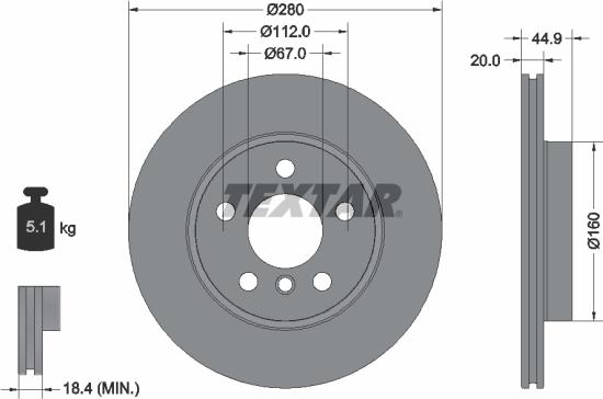 Textar 92305303 — Tarcza hamulcowa