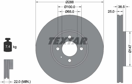 Textar 92302303 — Tarcza hamulcowa
