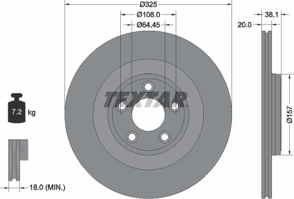 Textar 92319905 — Tarcza hamulcowa