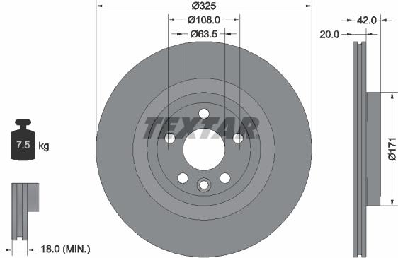 Textar 92314305 — Tarcza hamulcowa