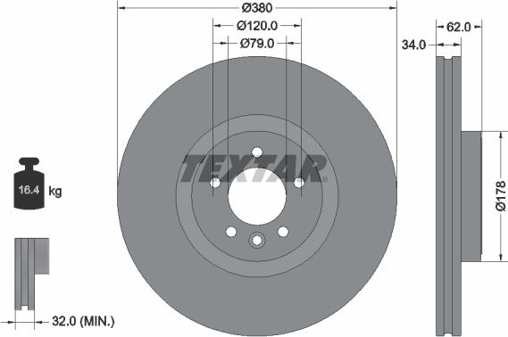 Textar 92316405 — Tarcza hamulcowa