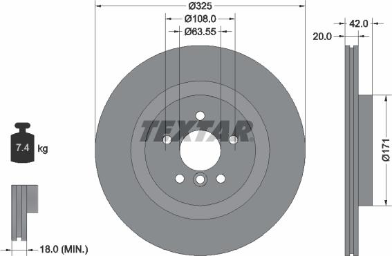 Textar 92318105 — Tarcza hamulcowa