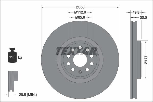 Textar 92337505 — Tarcza hamulcowa