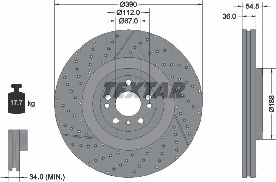 Textar 92337005 — Tarcza hamulcowa