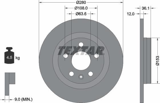 Textar 92323803 — Tarcza hamulcowa
