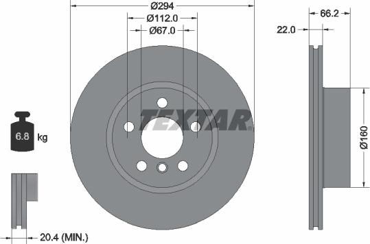 Textar 92327005 — Tarcza hamulcowa