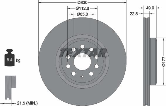 Textar 92327103 — Tarcza hamulcowa