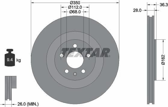 Textar 92290405 — Tarcza hamulcowa