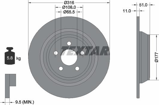 Textar 92291903 — Tarcza hamulcowa