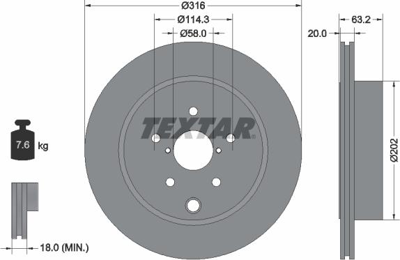 Textar 92243703 — Tarcza hamulcowa