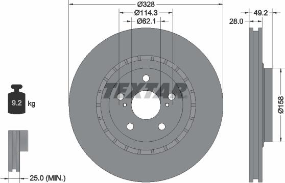 Textar 92259405 - Tarcza hamulcowa