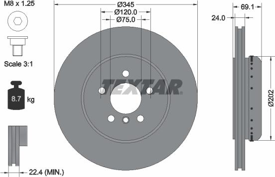 Textar 92253903 — Tarcza hamulcowa