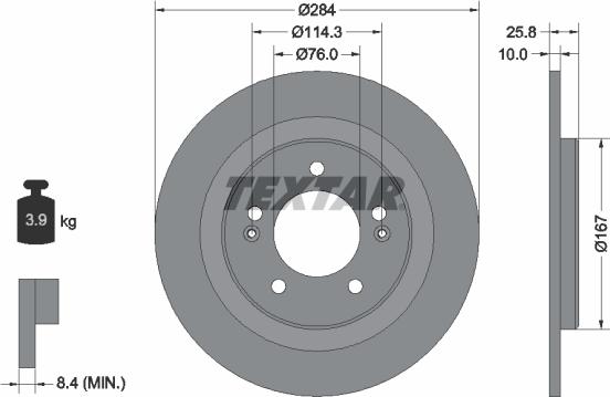 Textar 92252703 — Tarcza hamulcowa