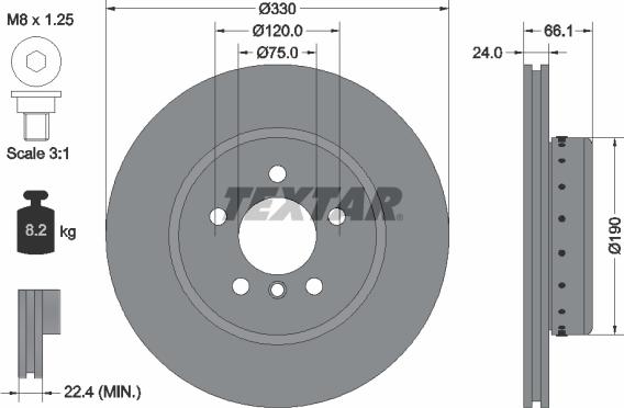 Textar 92265825 — Tarcza hamulcowa