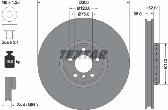 Textar 92266425 — Tarcza hamulcowa