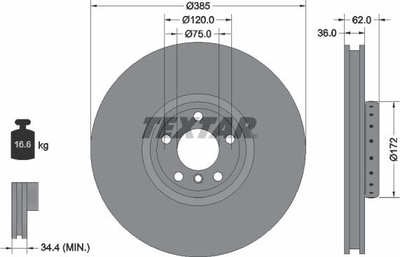 Textar 92266525 — Tarcza hamulcowa