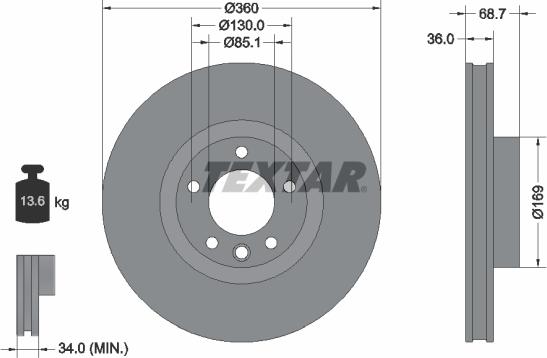 Textar 92262605 — Tarcza hamulcowa