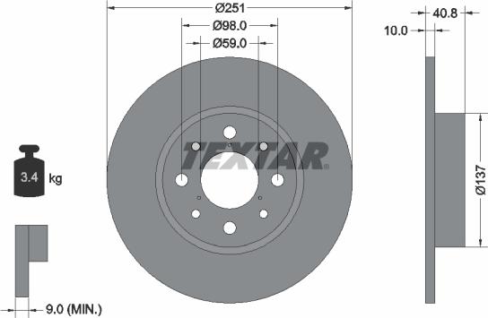 Textar 92202303 — Tarcza hamulcowa