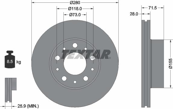 Textar 92286103 — Tarcza hamulcowa