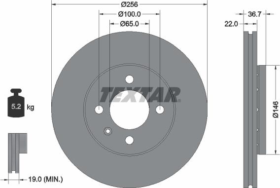 Textar 92287003 — Tarcza hamulcowa