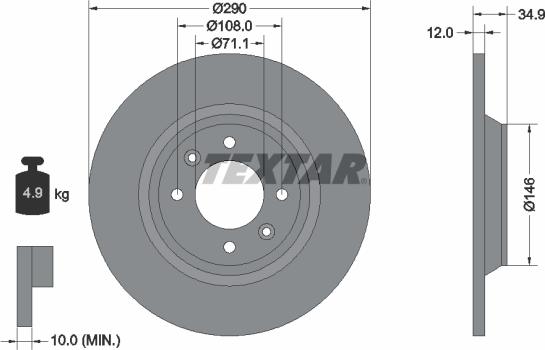 Textar 92231303 — Tarcza hamulcowa