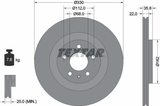 Textar 92238305 — Tarcza hamulcowa