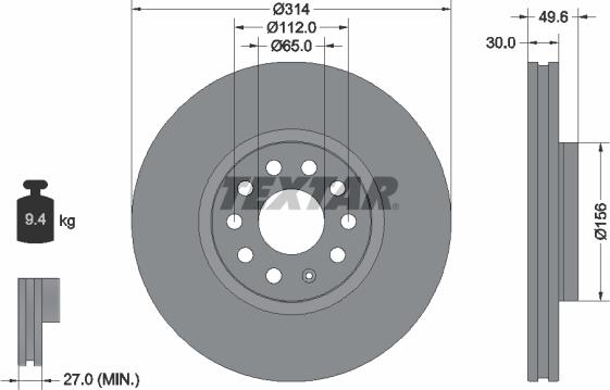 Textar 92232405 — Tarcza hamulcowa