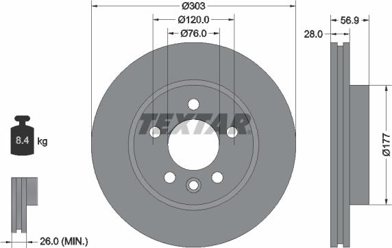 Textar 92228905 — Tarcza hamulcowa