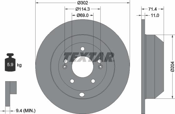 Textar 92223403 — Tarcza hamulcowa