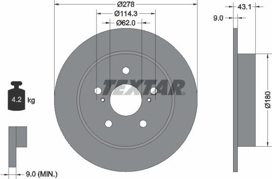 Textar 92222300 — Tarcza hamulcowa
