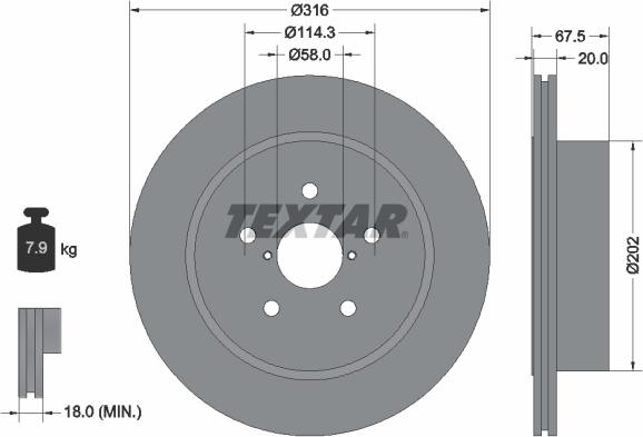 Textar 92227803 — Tarcza hamulcowa