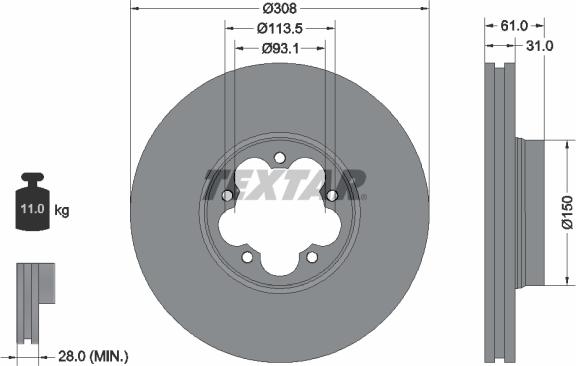 Textar 92274303 — Tarcza hamulcowa