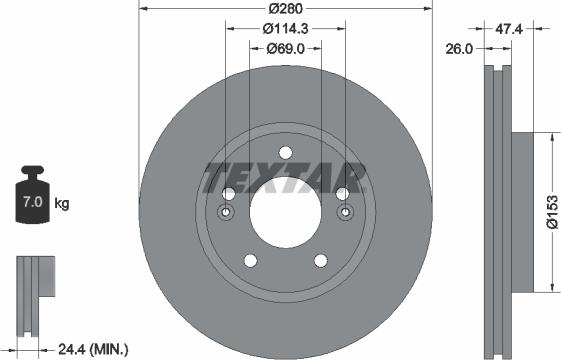 Textar 92271403 - Tarcza hamulcowa