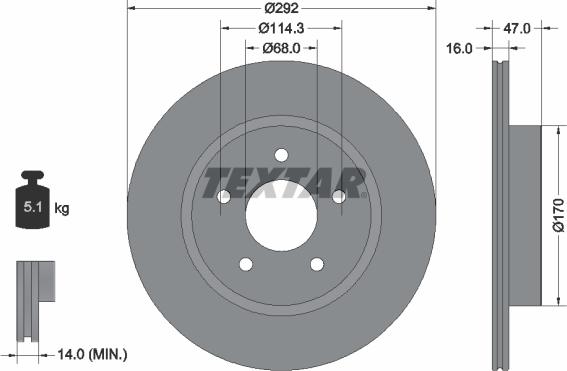 Textar 92278103 — Tarcza hamulcowa
