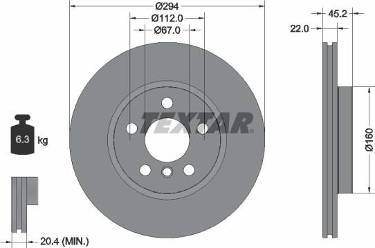 Textar 92273103 — Tarcza hamulcowa
