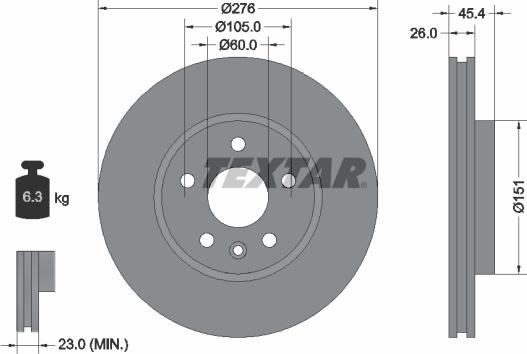 Textar 92277103 — Tarcza hamulcowa