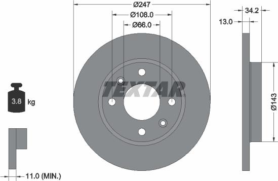 Textar 92092803 — Tarcza hamulcowa
