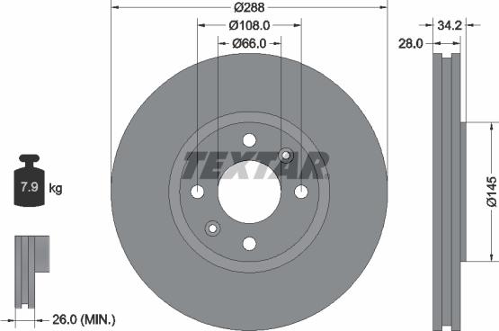 Textar 92107800 — Tarcza hamulcowa