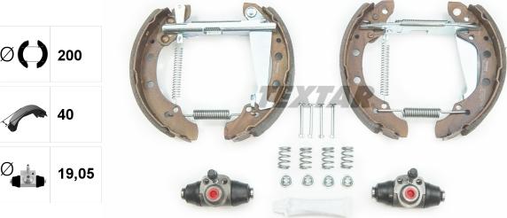 Textar 84044705 - ZESTAW SZCZĘK HAM. VW CADDY-GOLF-LUPO 91-05 KPL. Z CYLINDERKAMI