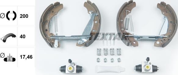Textar 84044706 - ZESTAW SZCZĘK HAM. VW FOX-GOLF-JETTA-LUPO-POLO-VENTO 84- KPL. Z CYLINDERKAMI CYLINDERKI ALUMINIOWE 17.5MM