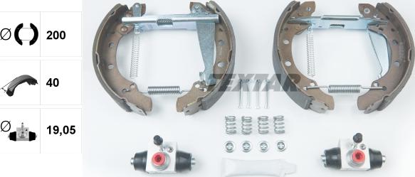 Textar 84044703 - ZESTAW SZCZĘK HAM. VW GOLF-POLO-VENTO 1.0-2.0 93-01 KPL. Z CYLINDERKAMI CYLINDERKI ALUMINIOWE 19MM