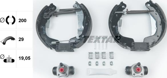 Textar 84058100 - ZESTAW SZCZĘK HAM. OPEL CORSA 1.0-1.4-1.3-1.7 D 00-09 KPL. Z CYLINDERKAMI
