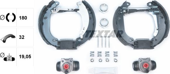 Textar 84053800 - ZESTAW SZCZĘK HAM. PEUGEOT 206 1.1-1.6-1.4-1.9 D 98- KPL. Z CYLINDERKAMI